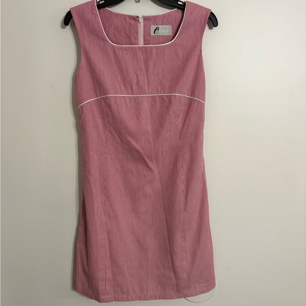 Vintage Elleclip Deep Pink/White  Striped Sleeveless Sheath Dress Size 4